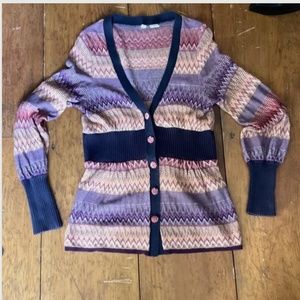 Anthropologie MOTH Cardigan Chevron design Small